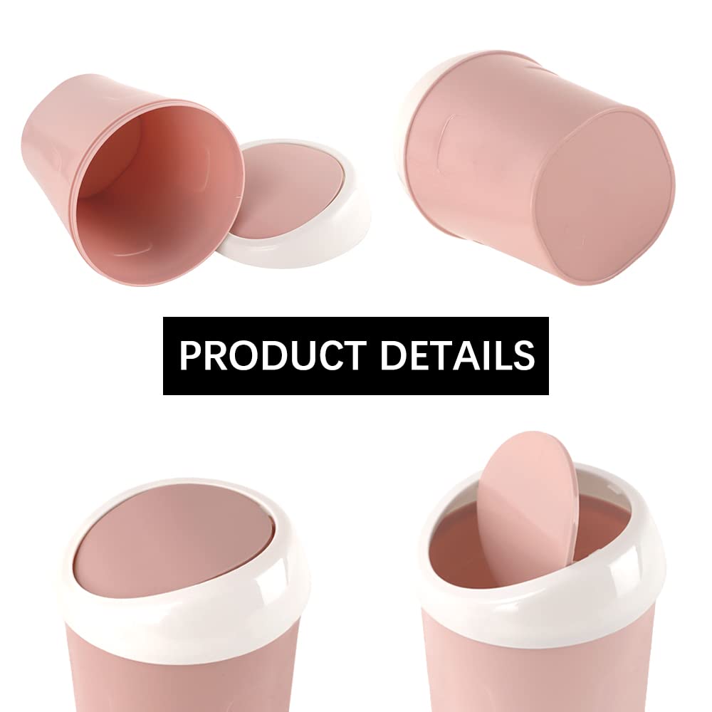 Small Trash Can with Swing Lid - Plastic Desktop Waste Bin for Office Kitchen Bathroom Student Accommodation — image 3