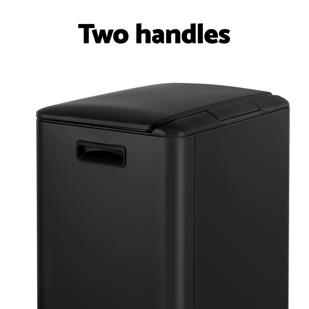 Cefito Pedal Bins Rubbish Bin Dual Compartment Waste Recycle Dustbins 40L Black โ image 5