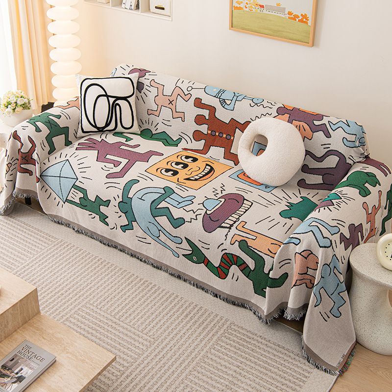 Graffiti Colored 180x340cm Sofa Blanket, Urban Art Throw