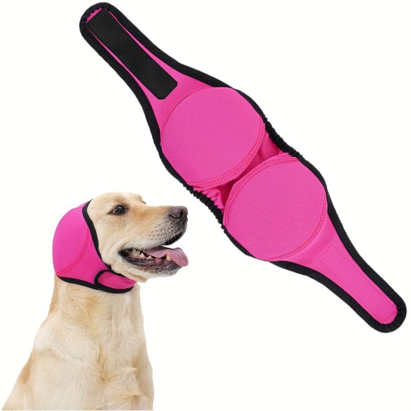 2pcs Adjustable Dog Ear Protectors Noise Cancelling Anti-Anxiety Design for Thunderstorms Fireworks Travel Comfort Fit Medium Large Breed Dogs 251S dark pink + — image 2