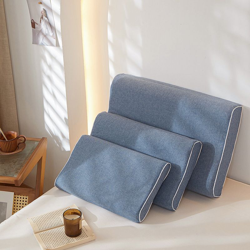 Mengxuan Cotton Pillowcase 4060 Denim Blue Latex cotton pillowcase 44 × 27 (one pair)