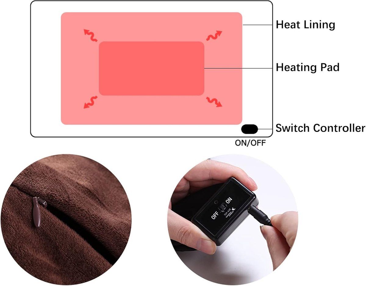 USB Rechargeable Heated Blanket Soft Flannel Blue, 100 x 70 cm — image 4