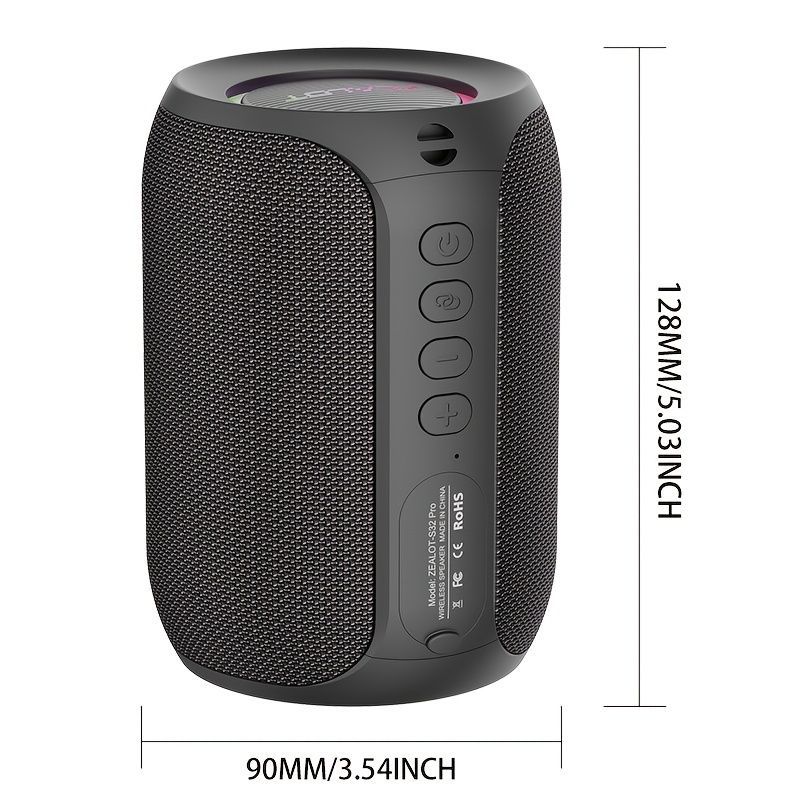 Portable Bluetooth Speaker Compact Speaker High-Quality Sound Long Battery Life - Black - Size 90-93-128mm — image 5