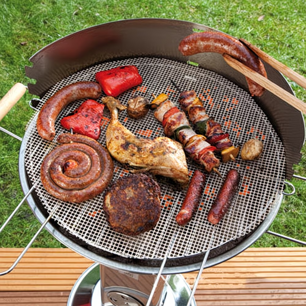 Black 3-Pack Premium Non-Stick PTFE Grill Mesh Mats - Reusable, easy-to-clean round wire mesh mats, perfect for outdoor grilling, ideal for chicken wings — image 2