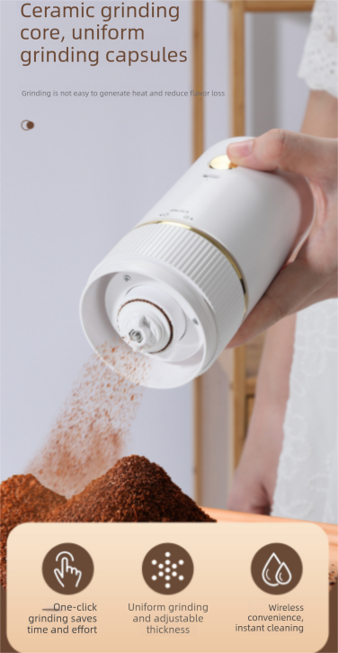Portable Electric Coffee Grinder Wireless Rechargeable Burr Mill with Cleaning Brush Automatic Bean Grinder MDJ-13 Black — image 2