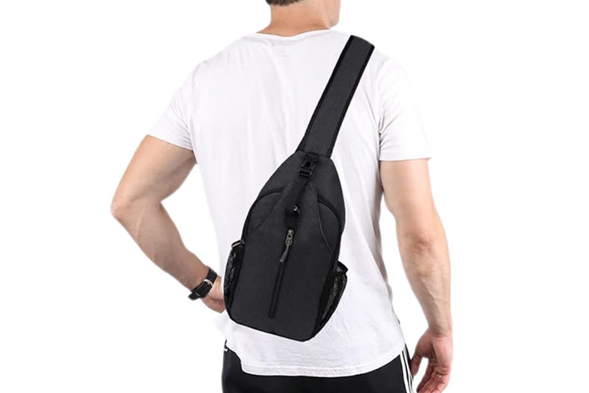 Water Resistant Crossbody Sling Backpack Sling Bag Travel Hiking Chest Bag Daypack - Black โ image 2