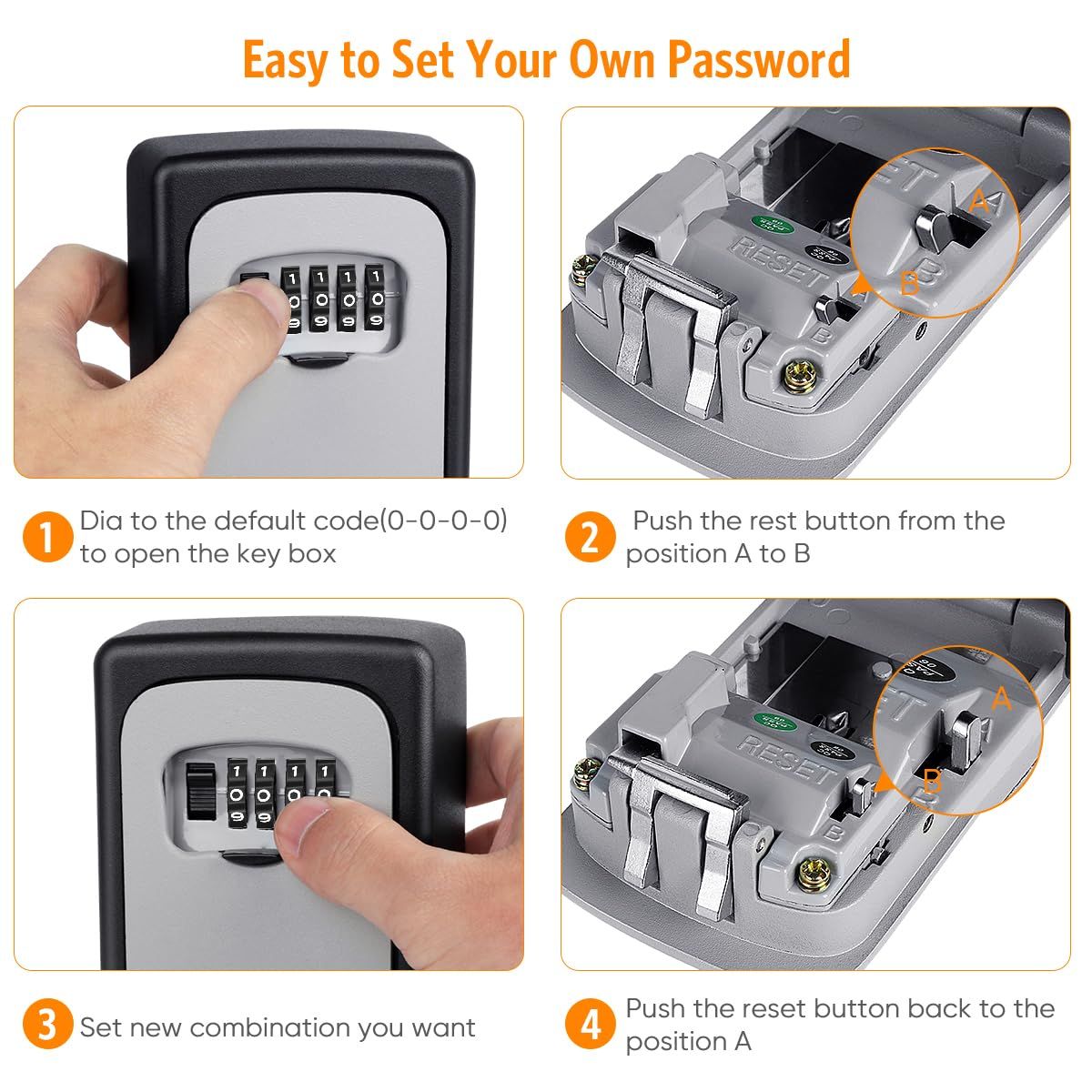 House Keys - 5 Keys Capacity, Key Safe Security Storage Lock Box for Indoor, Outdoor, Garage, Garden, Store (Grey,1Pack) — image 4