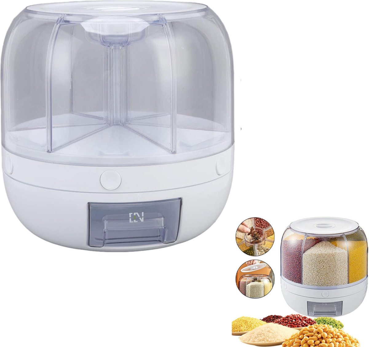 Rotating Storage Container - 5 KG - Storage Container - Food Container - Storage Jar - Food Dispenser - Cornflakes Dispenser - Cereal Dispenser - Rice