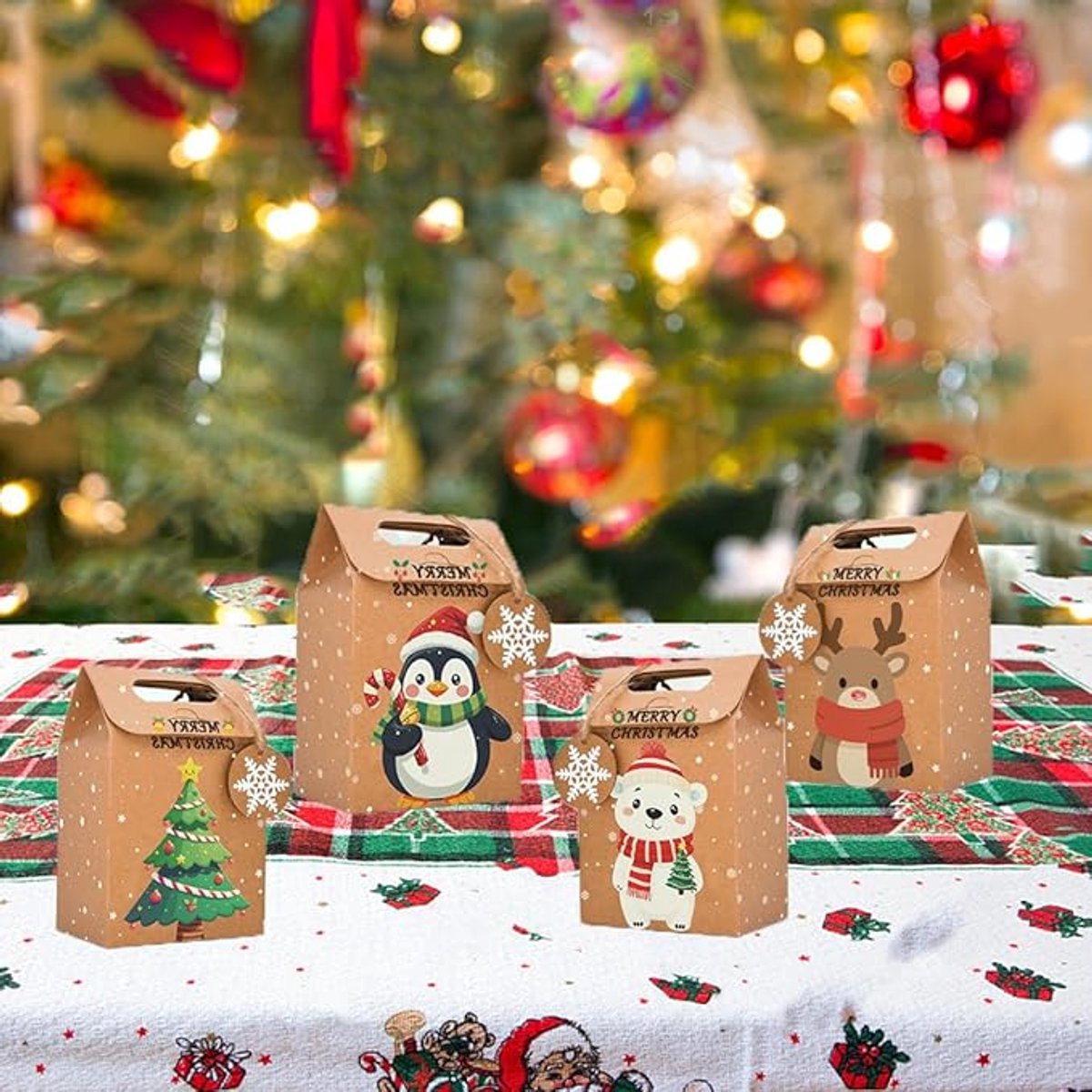 Gift Bags - 24-pack - Paper Gift Bags - Christmas Kraft Paper Candy Boxes - Christmas Kraft Paper Cookie and Snack Boxes - Christmas Gift Boxes - Christmas โ image 3