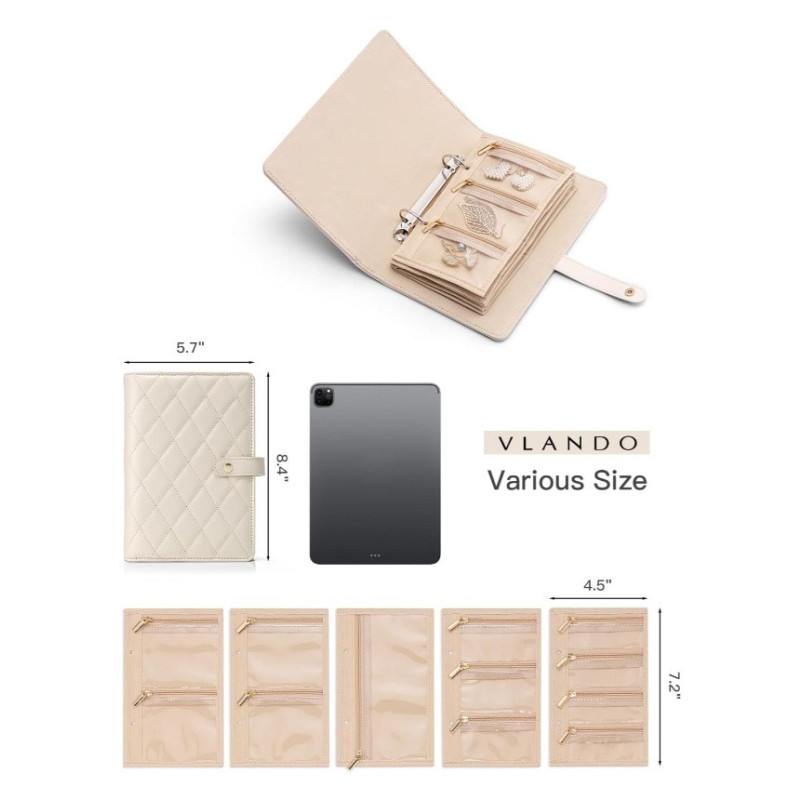 1 Piece Pink Luxury Leather Loose-Leaf Jewelry Organizer - Portable Large-Capacity Storage Book for Earrings and Necklaces(Jewellery is a shooting โ image 2