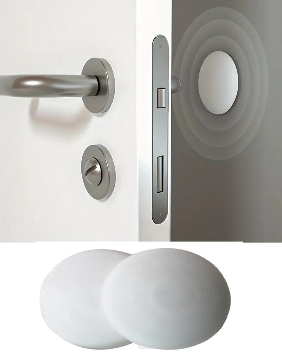 Door Stoppers | Self-Adhesive Door Protectors | Door Protection | Silicone | Transparent | Washable | White | 2 Pieces