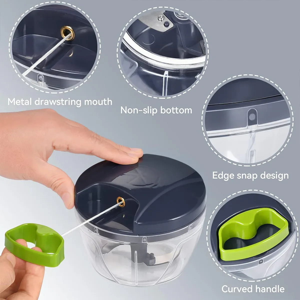 Garlic Press Chopper Slicer Hand Presser Grinder Crusher Home Kitchen Tools Use - 600ml — image 5