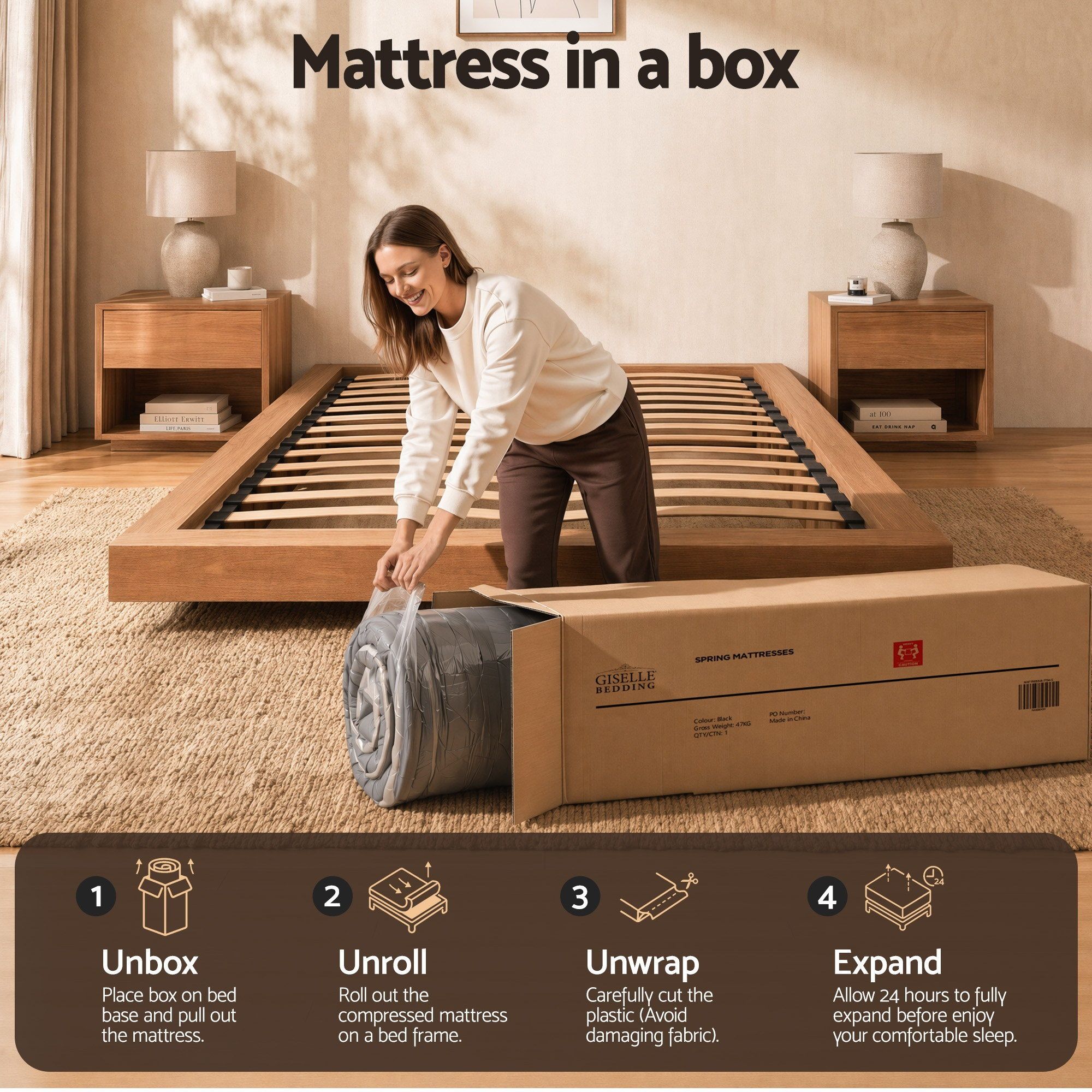 Giselle Bedding Double Mattress 37cm 4-in-1 Adjustable Firmness Cooling Gel Memory Foam Dual-Zone Flippable for Couples โ image 5