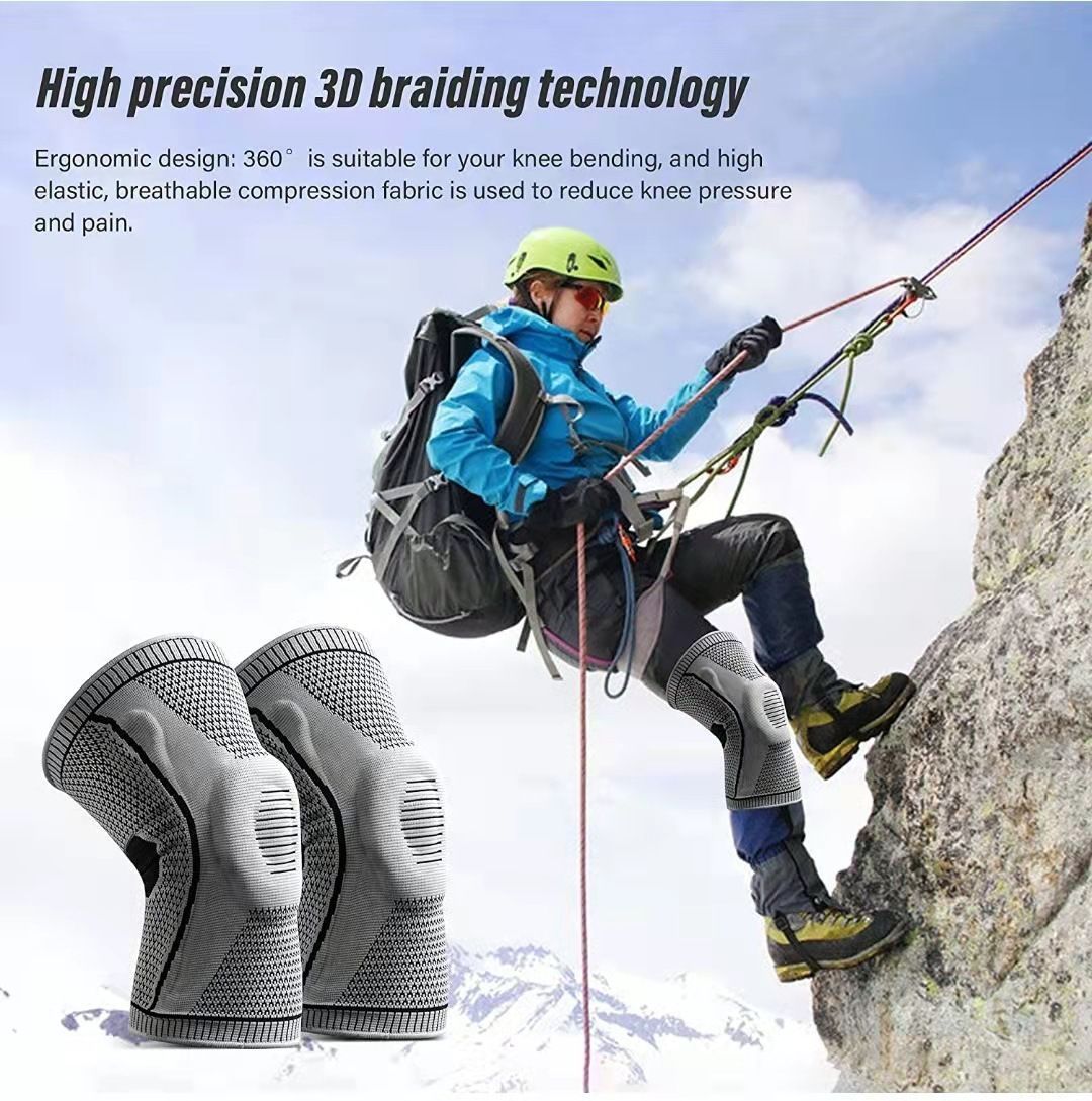 Anti-Collision Silicone Non-Slip Sports Knee Guard, Flexible Nylon Leg Support For Workout & Outdoor Sports, Grey, Size XL, Sold As A Pair, Durable ā image 2