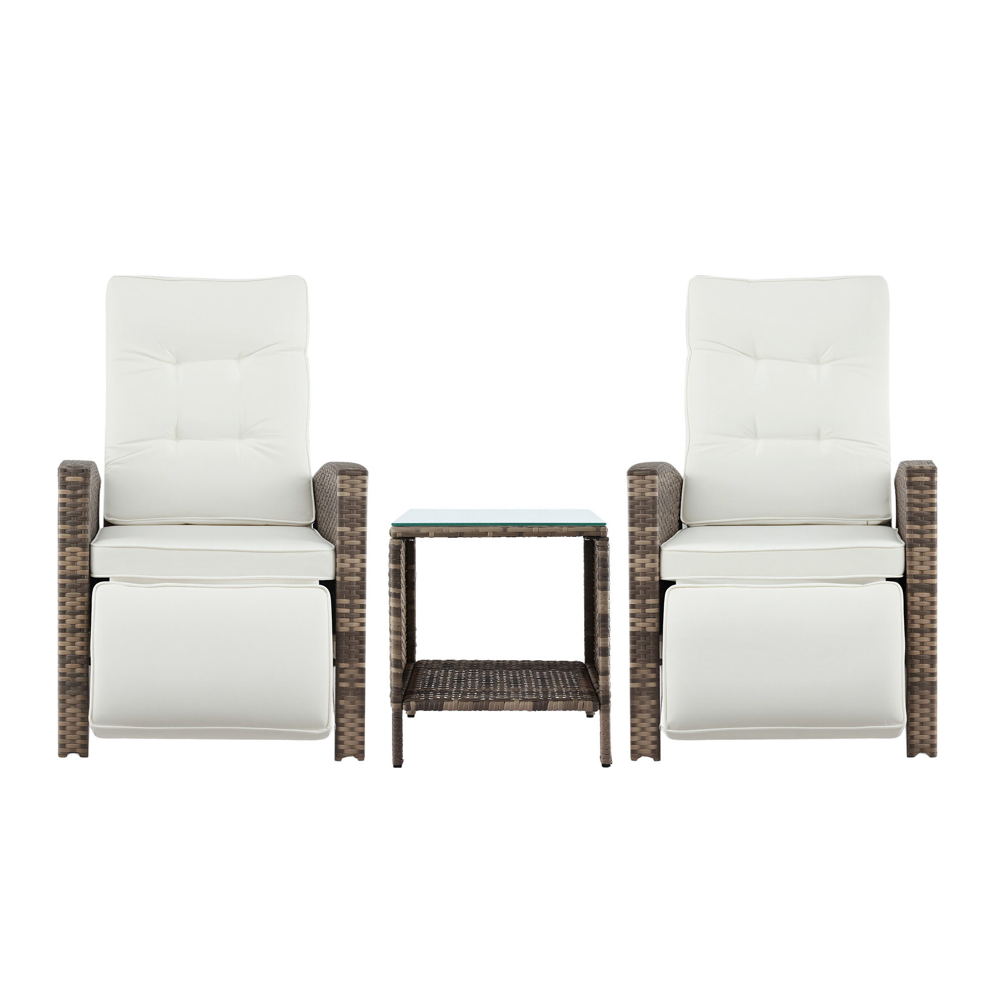 Gardeon 3PC Outdoor Bistro Set Recliner Chairs Table Sun lounge Patio Furniture Wicker Adjustable — image 3