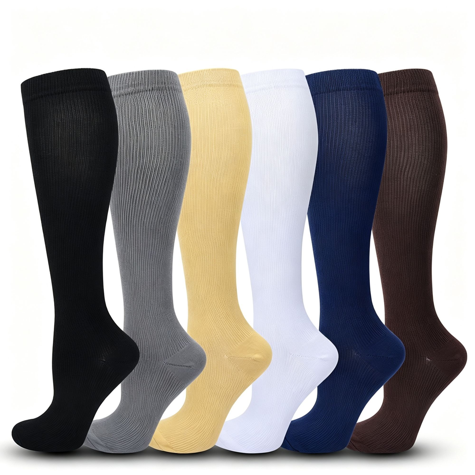 Open Toe White Compression Calf Socks Size XXL (43-46) | Christmas Plus Size Inclusive Gift | Wide Calf Compression Socks for Big Size Long Standing — image 2