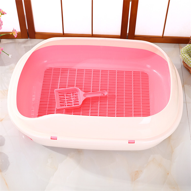 YES4PETS Large Portable Cat Toilet Litter Box Tray with Scoop and Grid Tray-Pink โ image 3