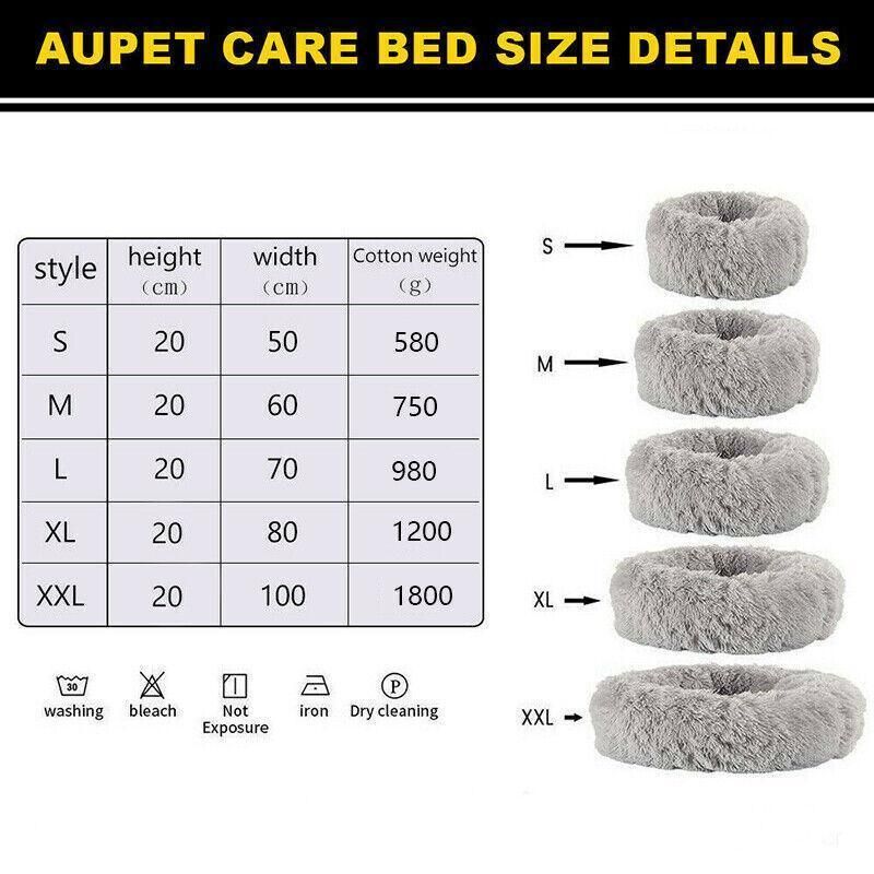L-70CM Dog Cat Pet Calming Bed Washable ZIPPER Cover Warm Soft Plush Round Sleeping - Pink — image 4