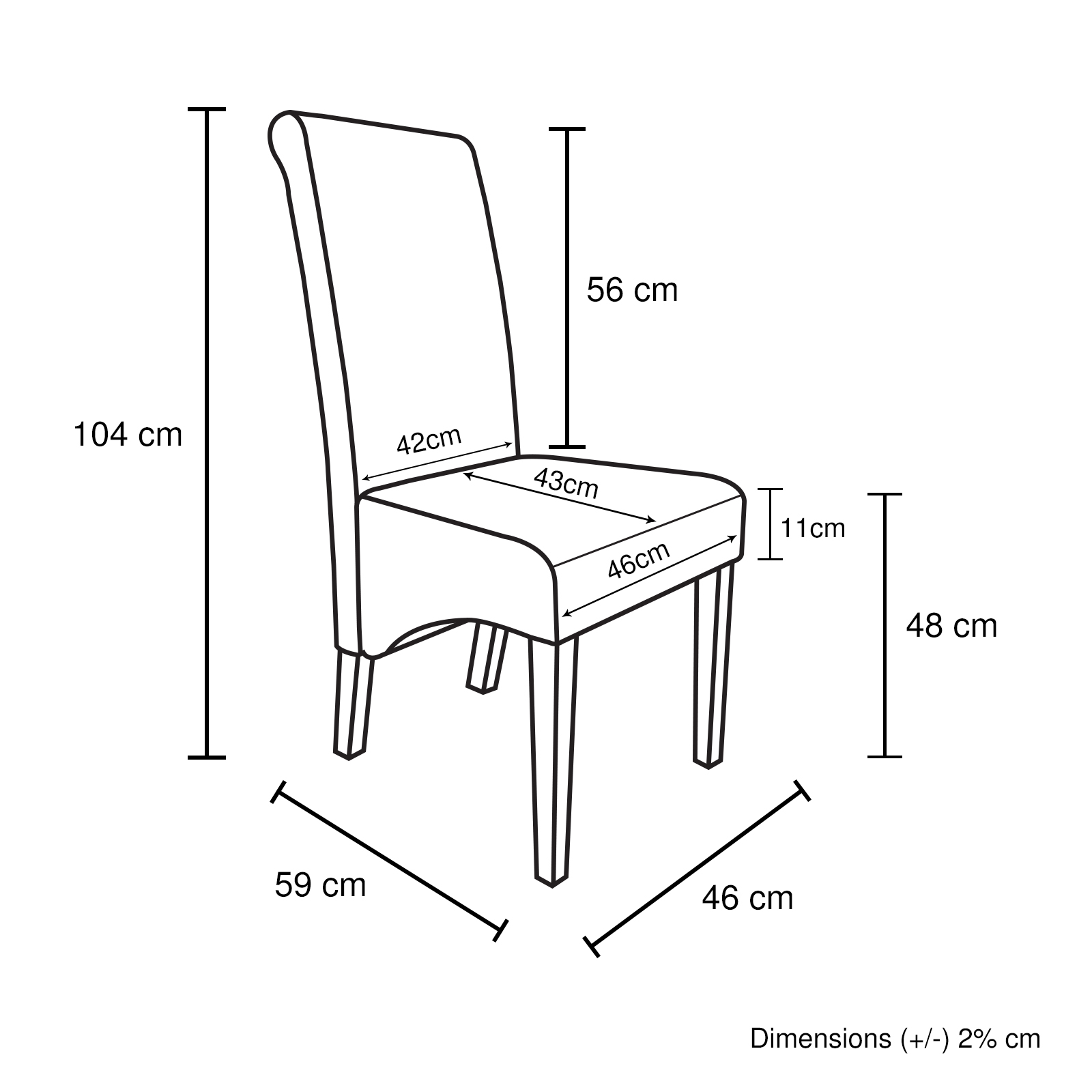 2x Wooden Frame Brown Leatherette Dining Chairs with Solid Pine Legs — image 6