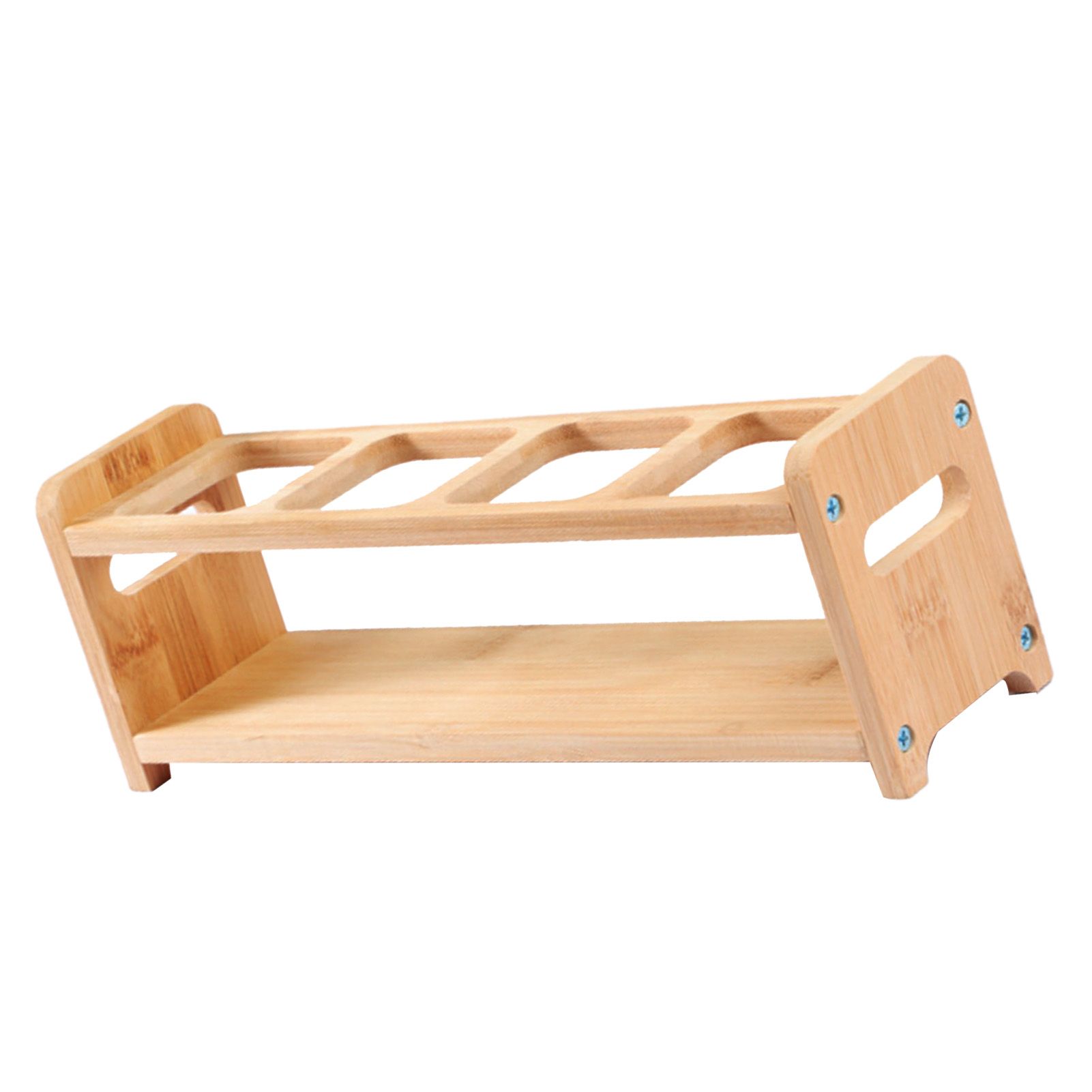 Seasoning Storage Stand Bamboo Wood 4 Holes Multifunctional Anti Slip Space Saving Oil Bottle Rack Kitchen Supplies Square Slots — image 3
