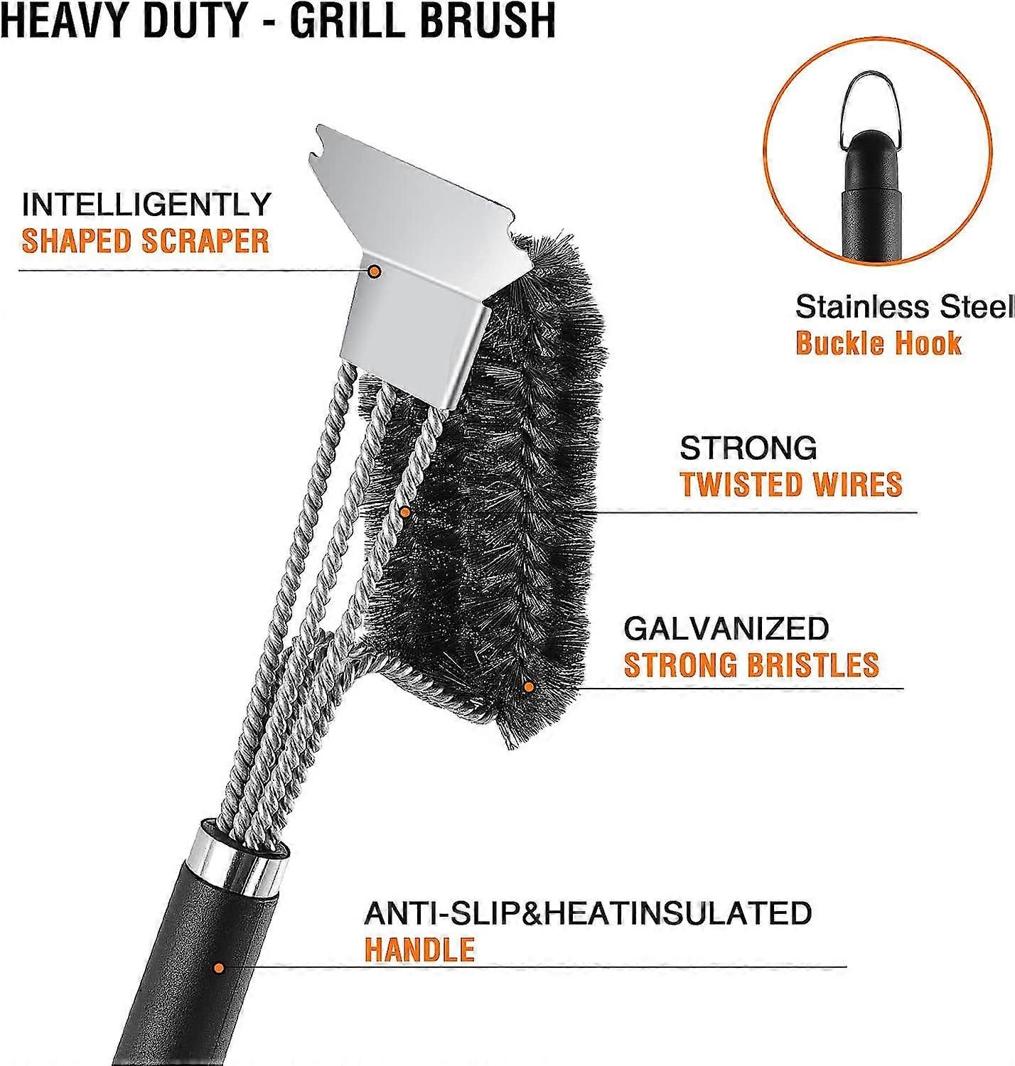 2-Pack Stainless Steel Grill Brush with Scraper Compatible with Weber — image 4