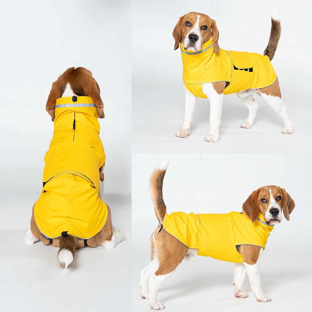 XS Yellow All-Season Pet Raincoat - Waterproof & Dustproof High-Collar Dog Windbreaker for Spring — image 2