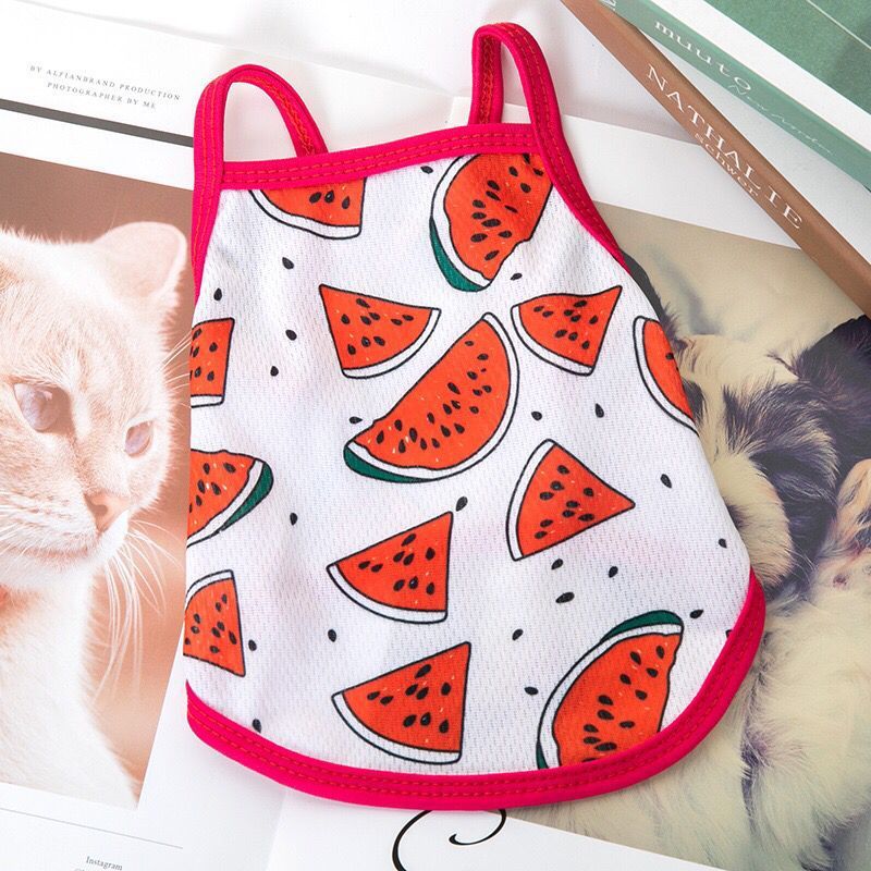 Lele Meow Pet Vest Summer Polyester Camisole-watermelon