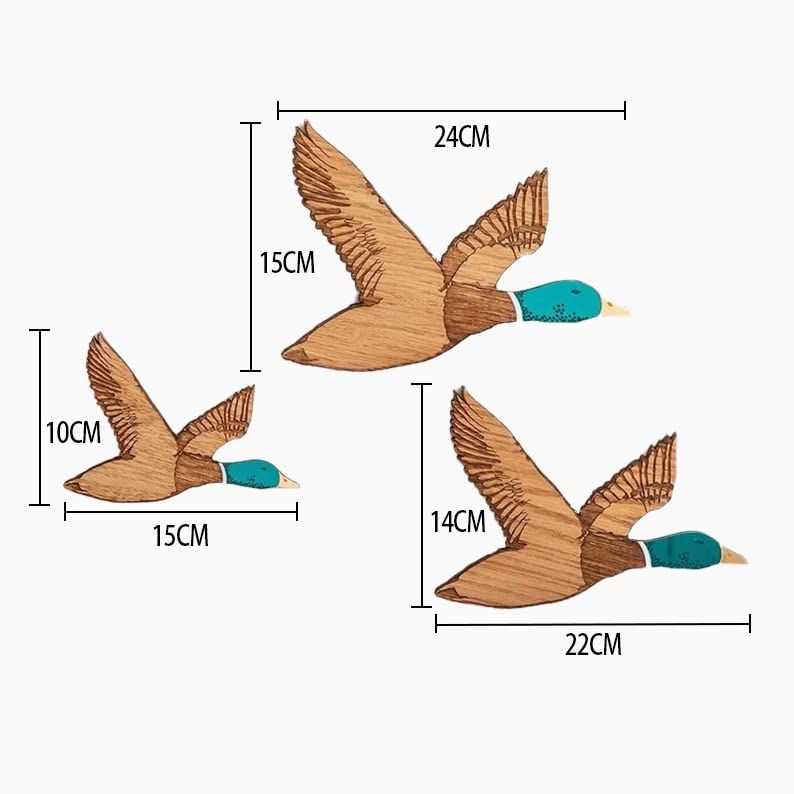 3Pcs Wooden Wall Art Rustic Flying Birds Wall Decor Carved Wood Wall Art For Home Living Room Unique Wood Ducks Wall Decor — image 4