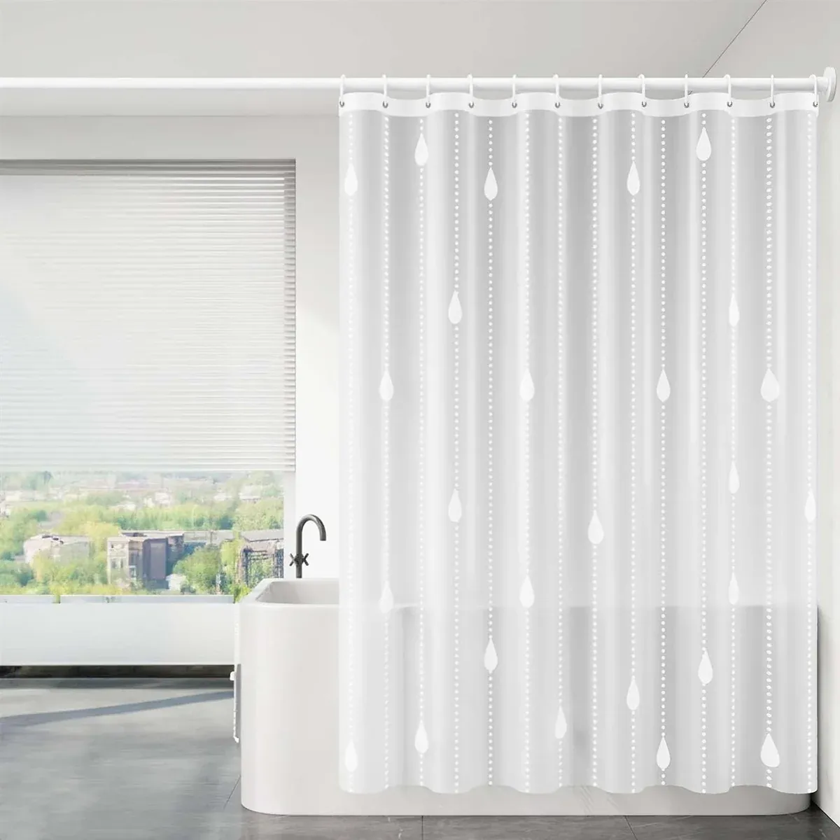 Shower Curtain Waterproof Quick-Dry Drill-Free with Hooks 200 × 180cm — image 6