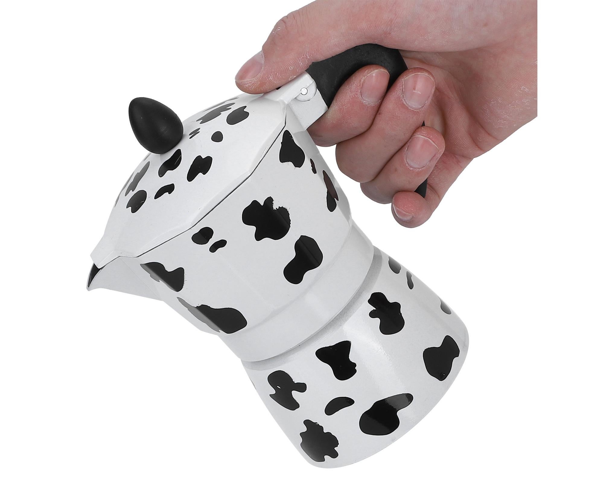 Aluminum Coffee Pot Kettle, Moka Maker for Home Use, Milk Cow Color, 3 Cups, 150ml โ image 3
