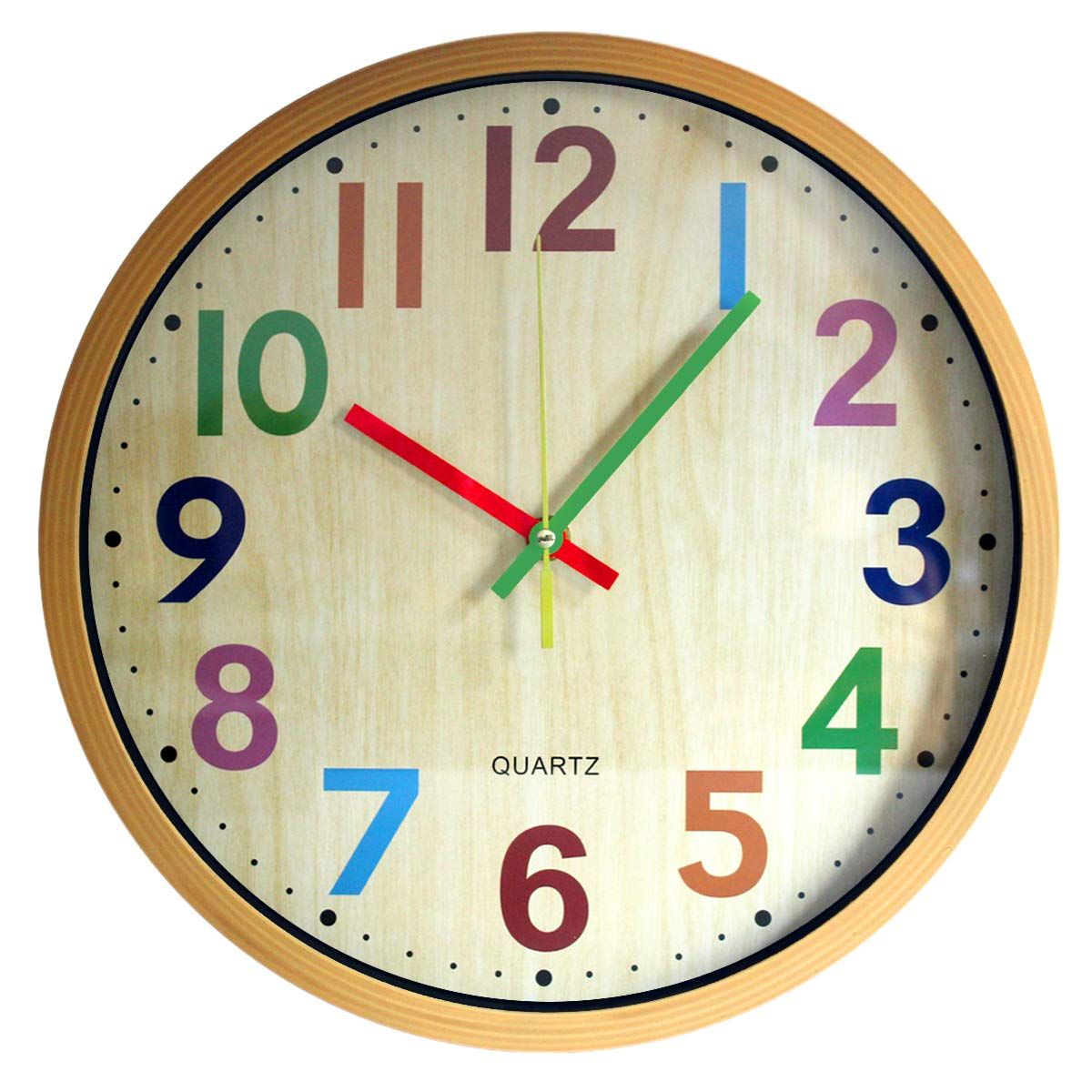 Wall Clock, 12 Inch Easy to Read Silent Non-Ticking Colorful Battery Operated Clock,for Bedroom,Living Room,Kitchen,Office(Yellow)