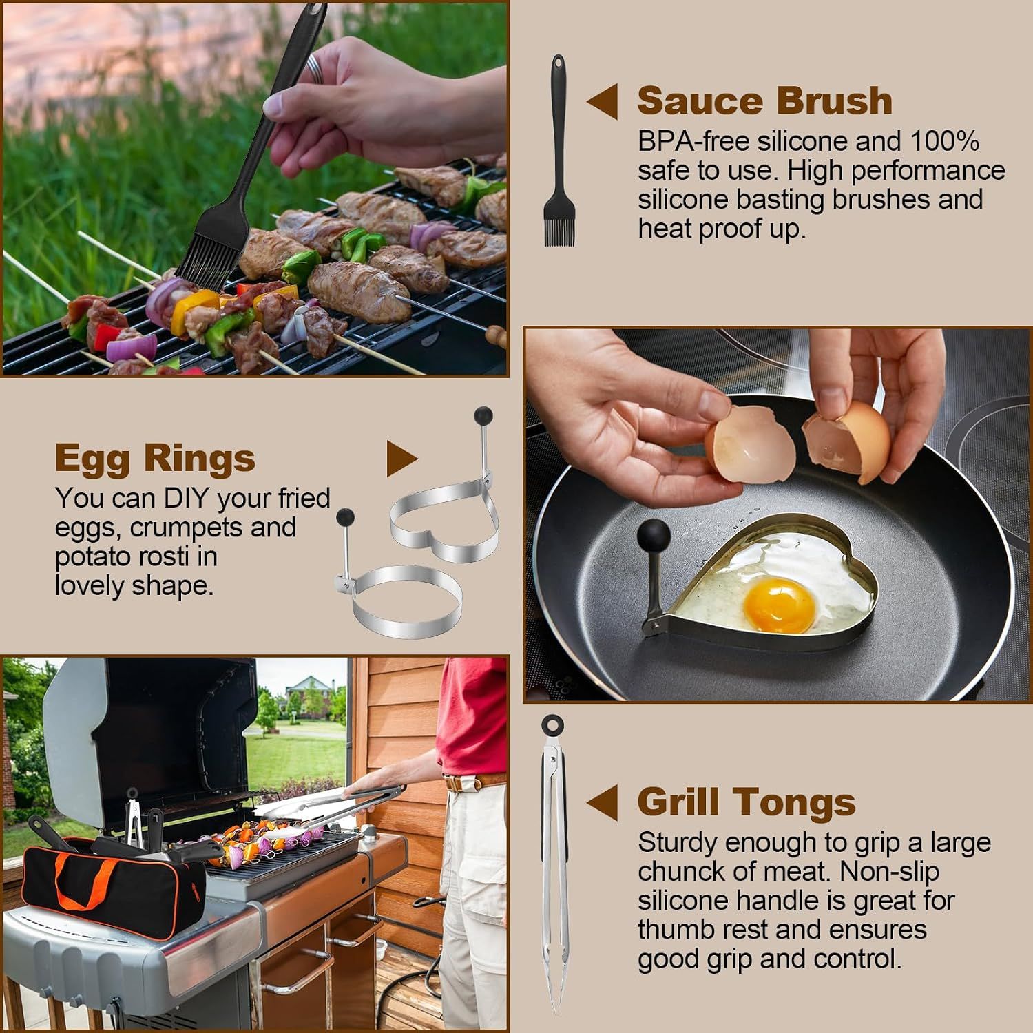 14PCS Griddle Accessories Kit, Flat Top Grill Accessories Set for Blackstone and Camp Chef, Grill Spatula Set with Enlarged Spatulas, Scraper for Outdoor — image 6