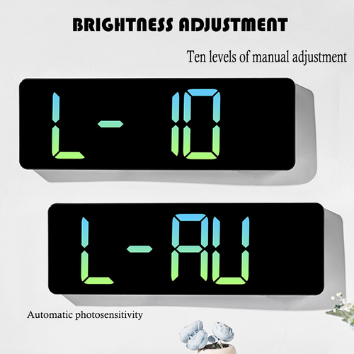 16" Green gradient color Large Digital Big Jumbo LED Wall Desk Clock Display With Temperature Calendar โ image 3