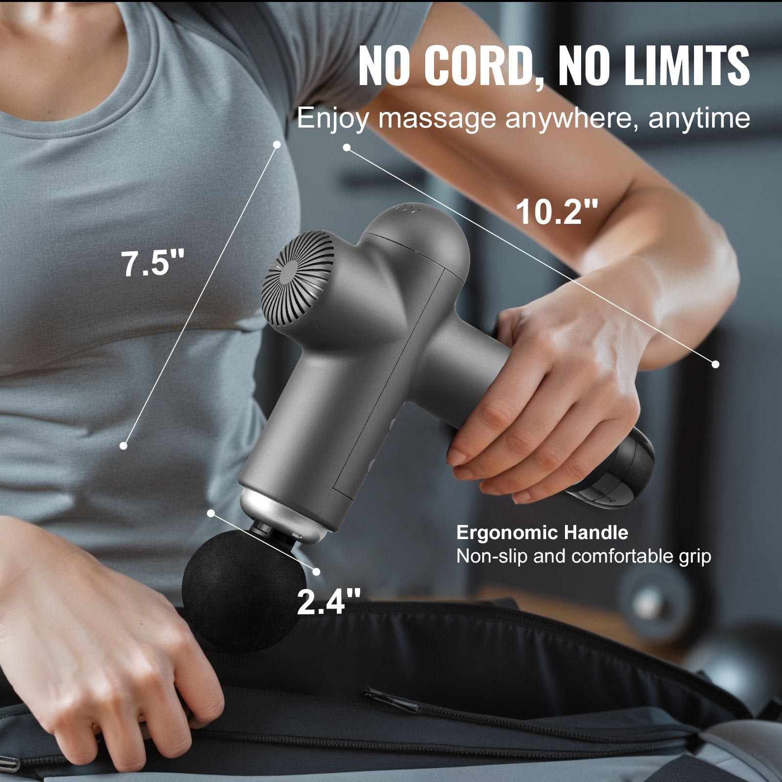 Massage Gun Deep Tissue, Percussion Muscle Massager for Athletes - with 8 Speed Levels & 6 Massage Heads, 24V 2500mAh Batteries, Handheld Electric Massage Gun โ image 6