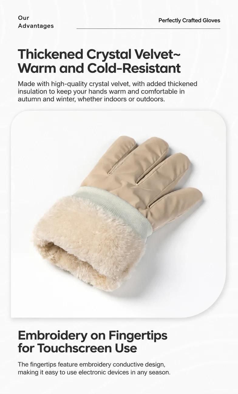 2 Pairs Thermal Gloves,Fleece Lined Lace - Light Pink — image 3