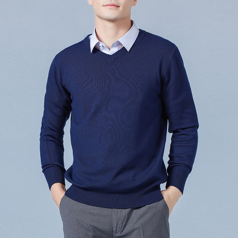 Men V Neck Pullover Knitwear Loose Long Sleeve Caramel XXXL โ image 6