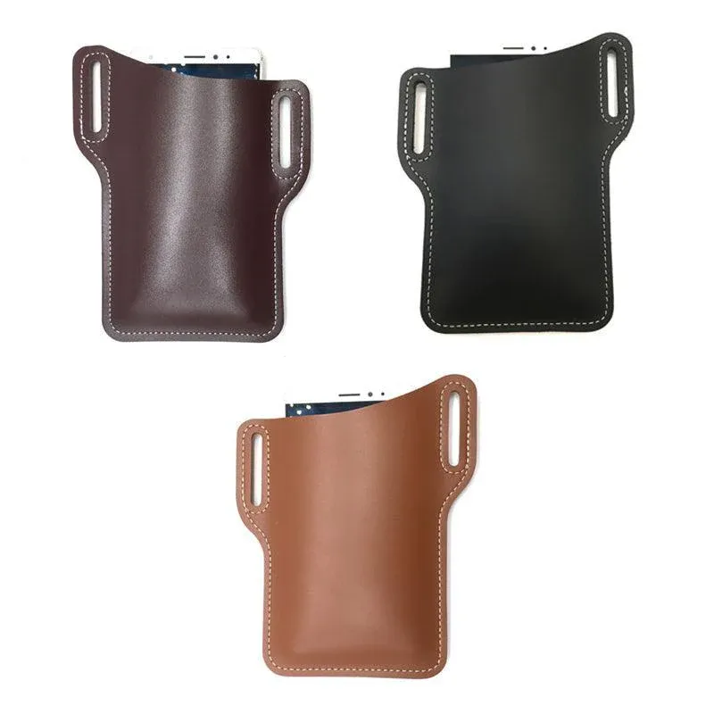 Leather Phone Holster Pouch Belt Clip Loop Waist Bag Cover Case for Men - Dark Brown โ image 3