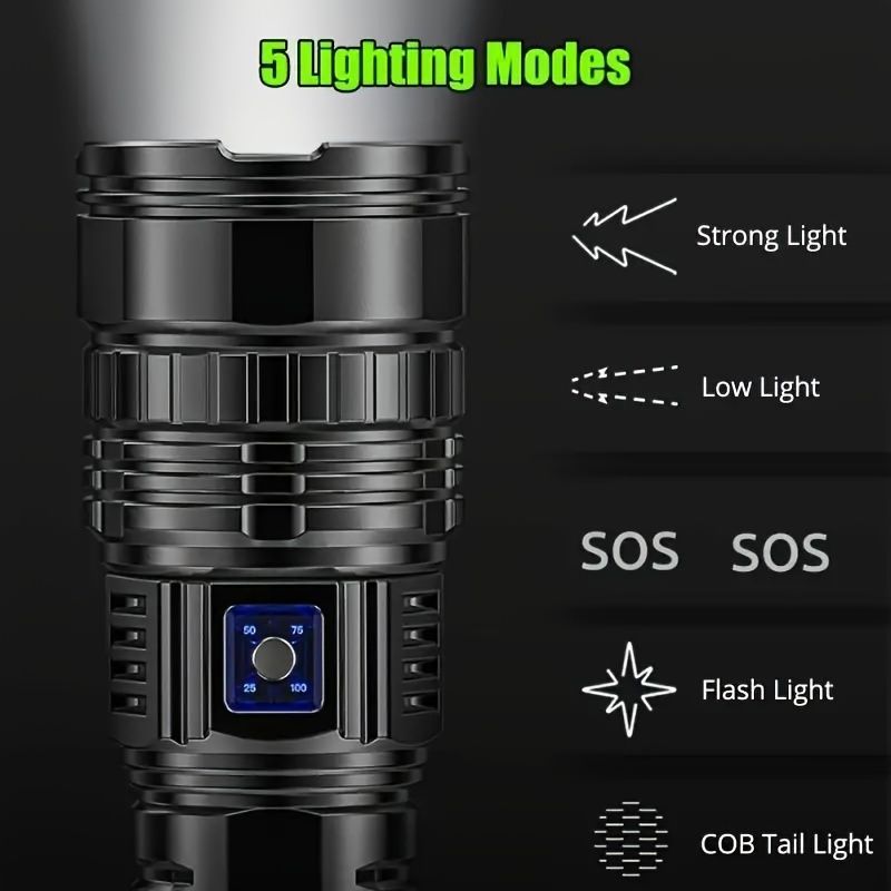 rechargeable LED flashlight, 6000mAh flashlight, 5 mode flashlight, COB tail light, camping flashlight Australia, outdoor emergency light, fishing light โ image 3