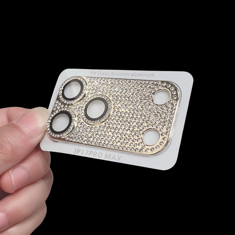 Yixi Camera Lens Protector iPhone 17Pro Frosted HD Full diamond armor lens film [gold] iphone 13 — image 4