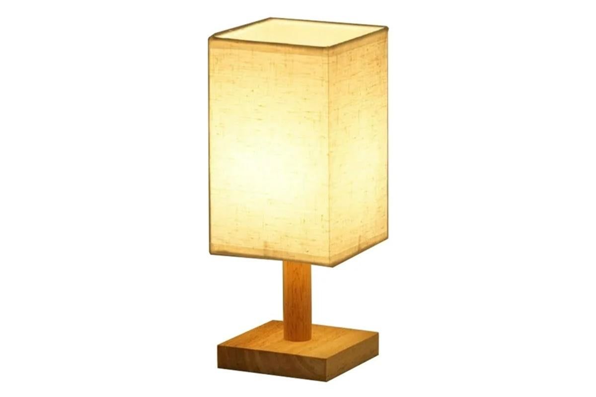 Bedside Table Lamp for Bedroom Minimalist Nightstand Lamp with Square Fabric Shade Reading Desk Lamp Night Lamp β image 2