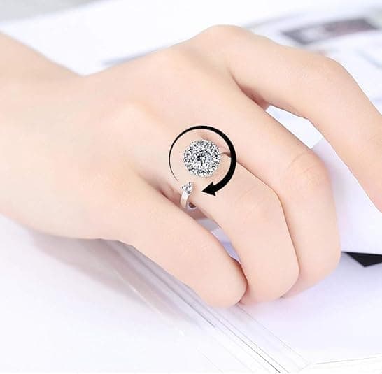 6-Pack Adjustable Antistress Ring with Rotating Beads, Silver โ image 2