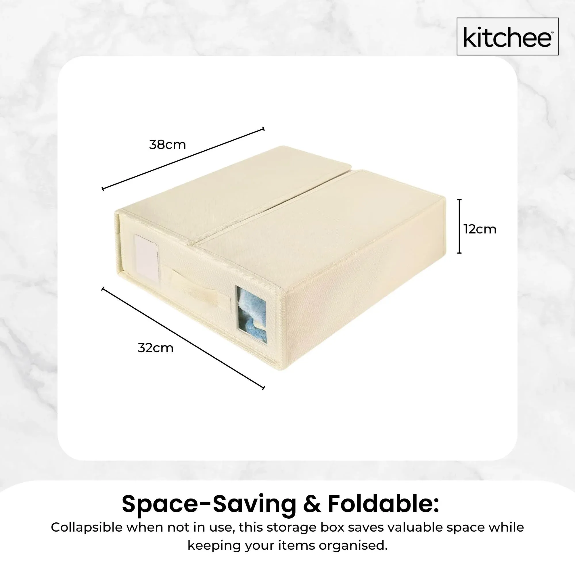 Kitchee 10x Foldable Bed Sheet Storage Box - Linen + Closet Organiser Beige — image 6