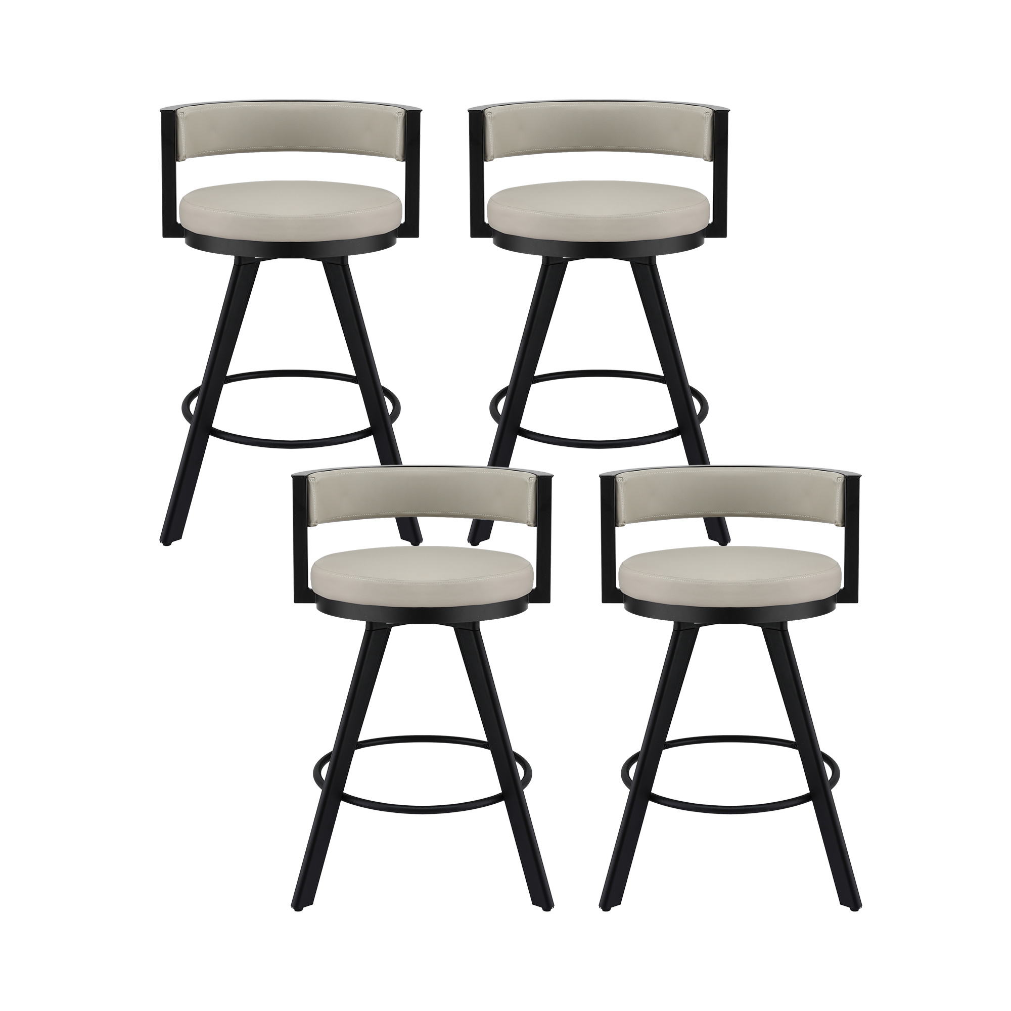 Artiss Bar Stools Set of 4 Swivel Kitchen Chair Metal Counter Beige Leather — image 3