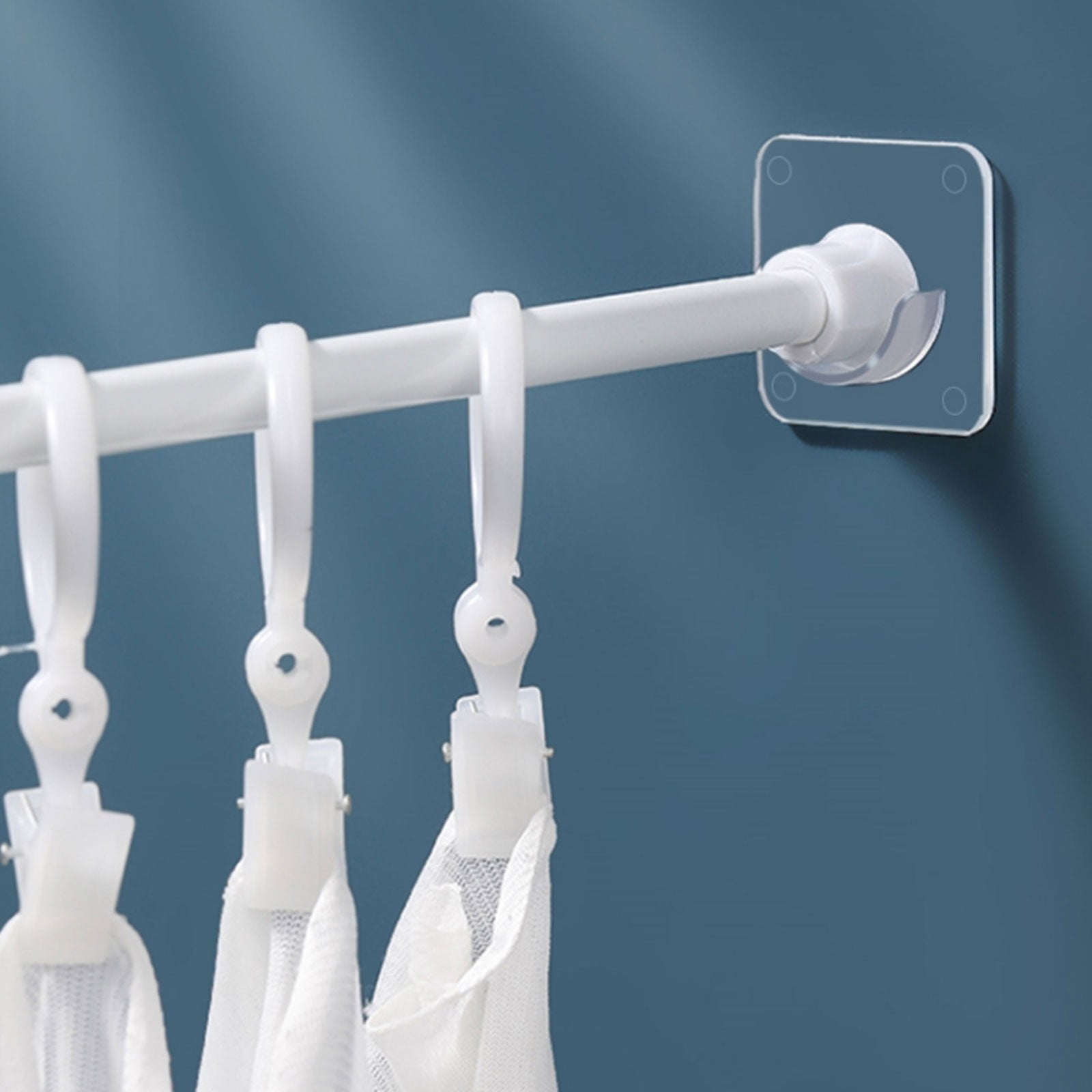2 Pack Adhesive Shower Rod Holders, Clear No Drill Wall Mount Brackets for Shower Curtain Rods, Waterproof and Strong — image 2