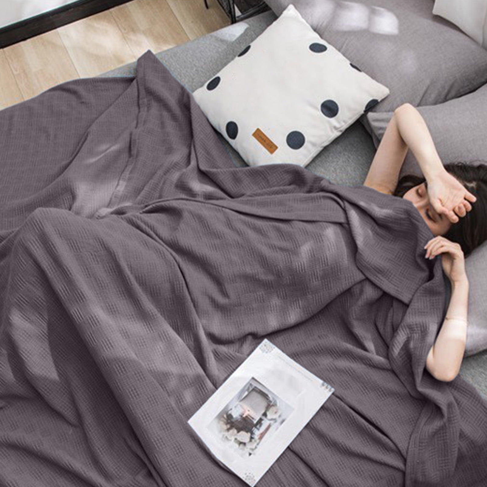 59 × 39" 100% Cottons Blanket, Soft and Breathable Bed Blanket, Multi-functional Bed Blanket for All Season, Machines Washable Bed Couch for Home Living Room — image 6