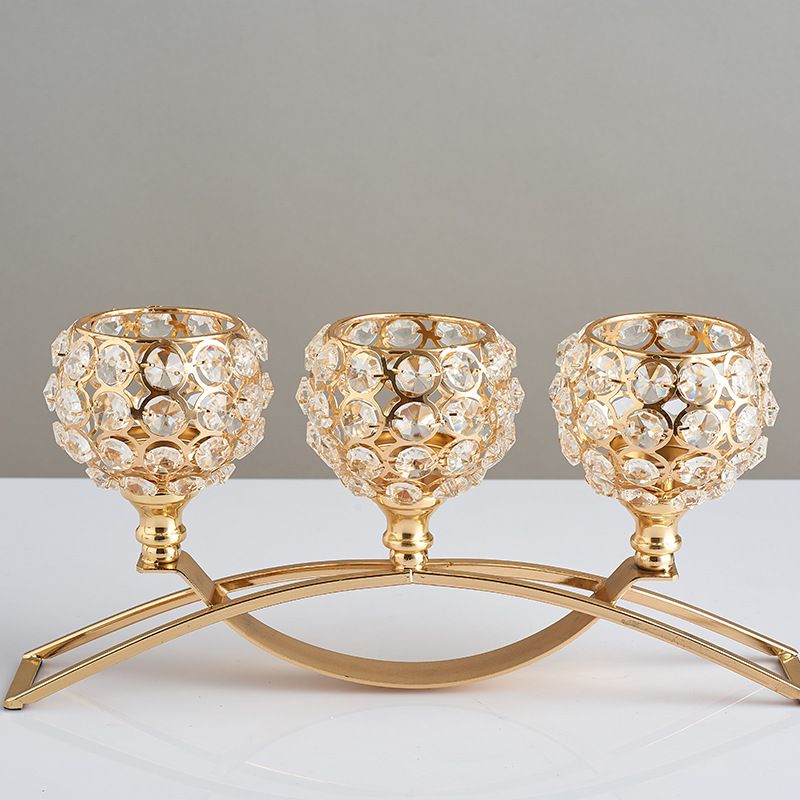 Gold Candle Holders for Table Centerpiece, 3 Arms Metal Candlestick Holders for Home Decor, Wedding, Dinning, Party — image 2