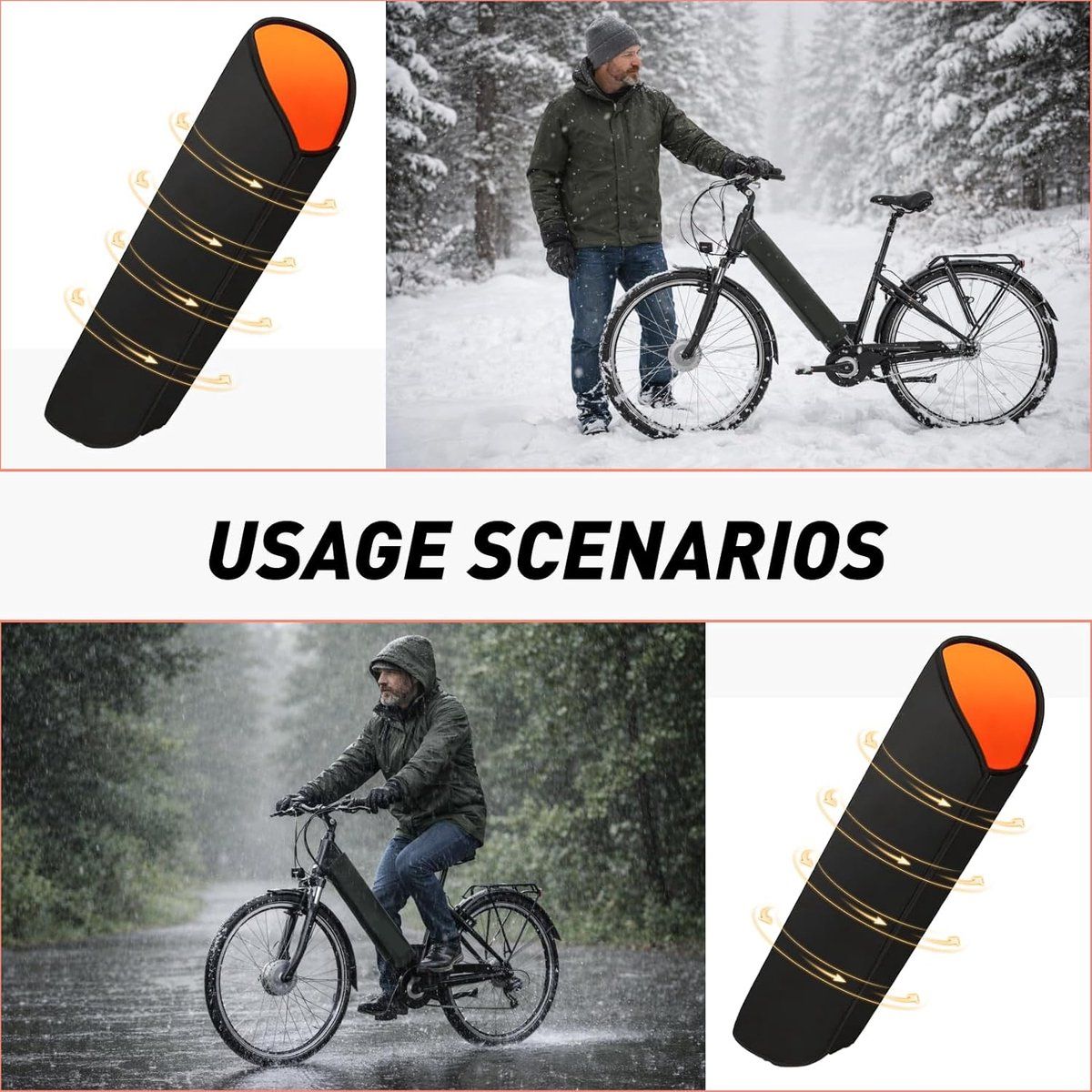 E-bike battery cover, Battery protector, Bicycle battery protective cover, Frame protector, Scooter and Motorcycle Riding, Black โ image 6