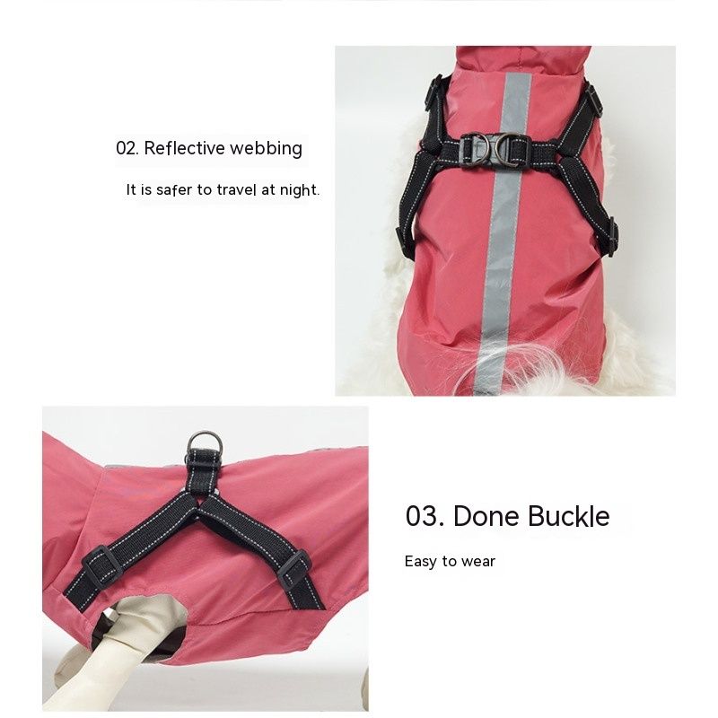 Dog Raincoat with Harness - Waterproof Dog Rain Poncho with Hood for Small Dogs - Reflective Small Dog Rain Jacket — image 3