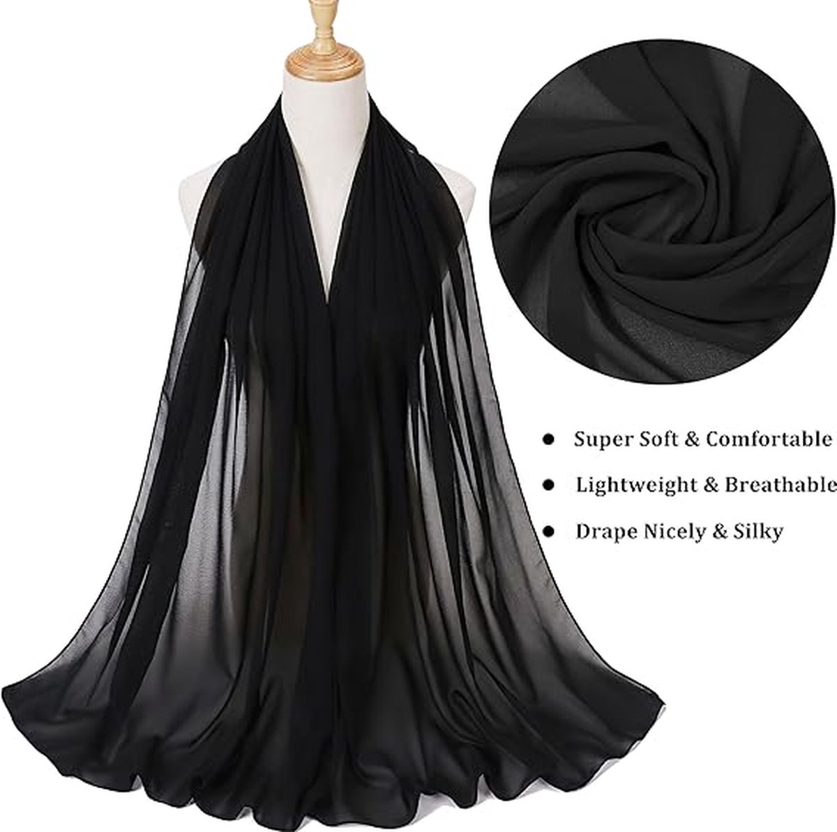 Women's Scarf - Wrap - 200 × 70 Cm - Soft & Skin-Friendly - Silk Sheen - Thin Wrap Scarf - Fashion Scarf - Scarf for Women - Ladies' Scarf - Stole - Neck Scarf — image 4