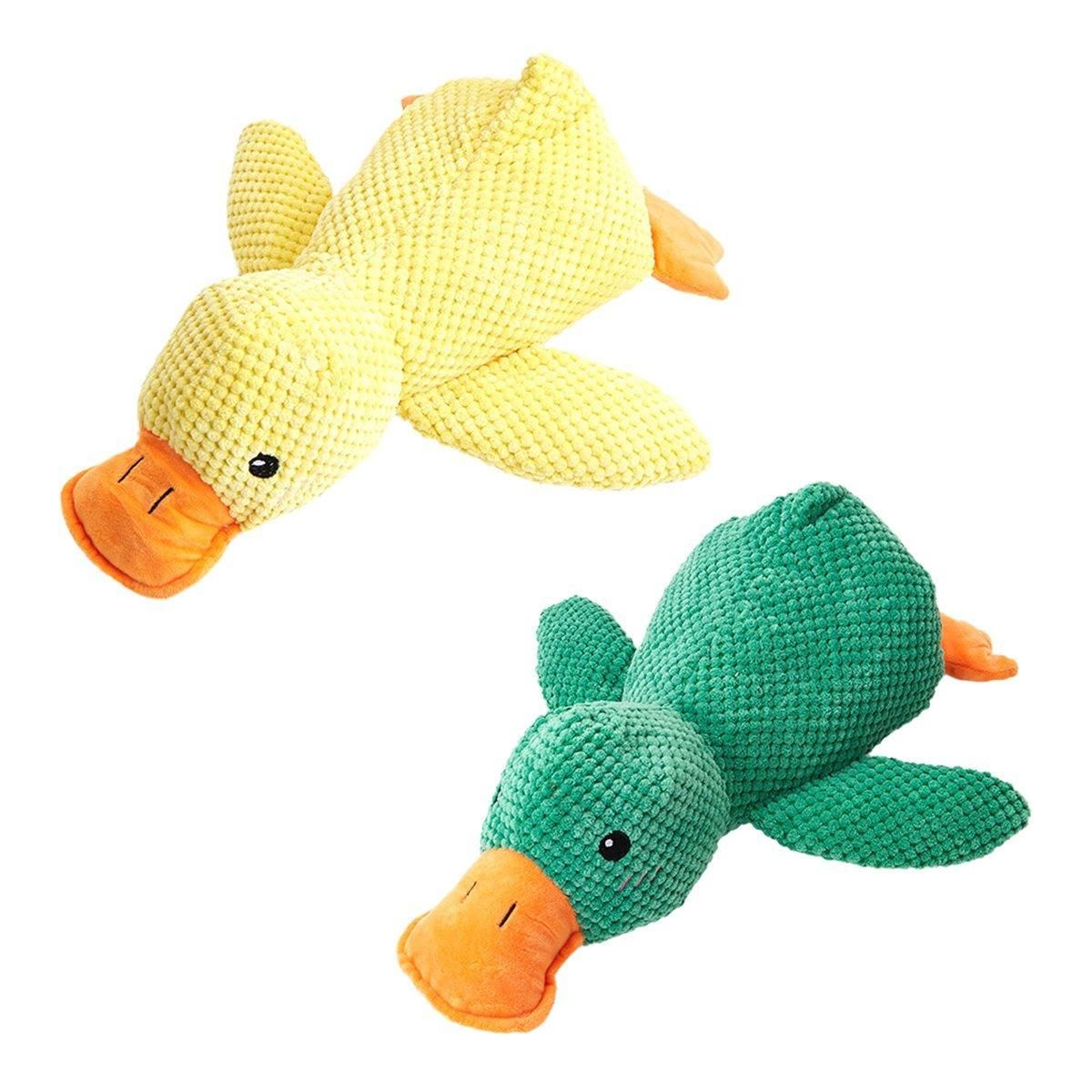 Plush Cartoon Duck Dog Toy Interactive Squeaky Pet Toy Durable Fun Chew Toy - Yellow — image 3